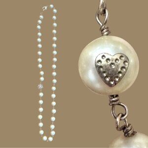 Vintage 1950s Faux Pearl Rhinestone Opera Necklace 26”